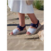 Sandale Cuir Marine / Rayure Beige et Bleu Femme CHUT BR 3574 - BRUMAN