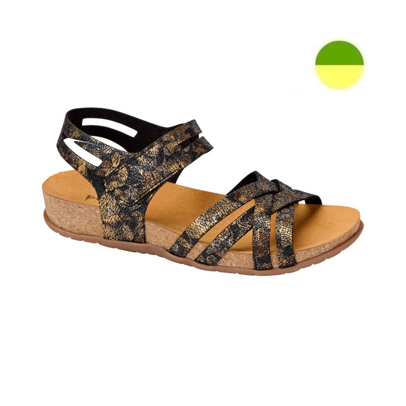 Sandale Noir / Fleuri Or Femme CHUT BR 3543 - BRUMAN