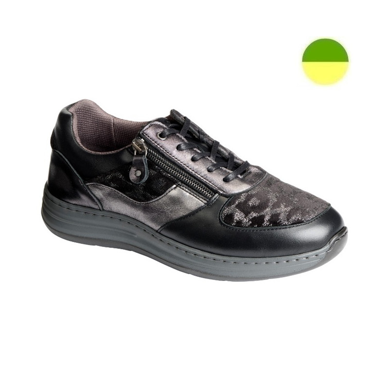 Sneaker à Lacet et Glissière Noir Argenté Femme CHUT AD2365 I - ADOUR