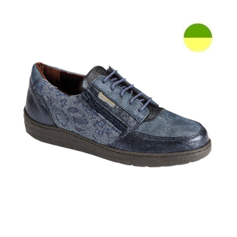 Sneaker à glissière et lacet Marine Imprimé Fleuri Femme CHUT PU 1149 F - PULMAN