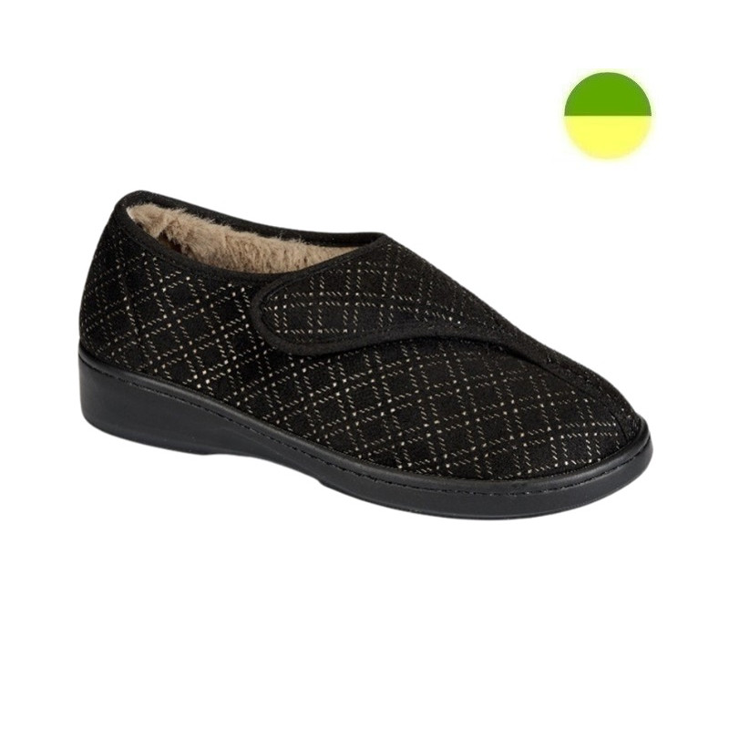 Chausson Effet Quadrillé Noir / Bronze Femme CHUT BR 3593 - BRUMAN