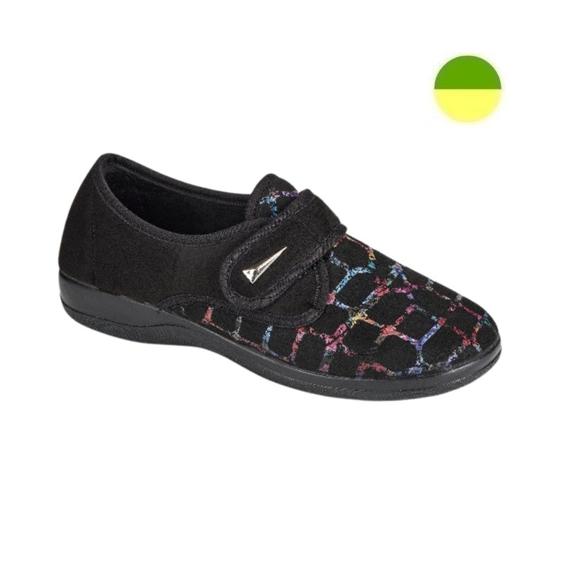Chausson Fourré Noir Motif Multicolore Femme CHUT BR 3620 - BRUMAN