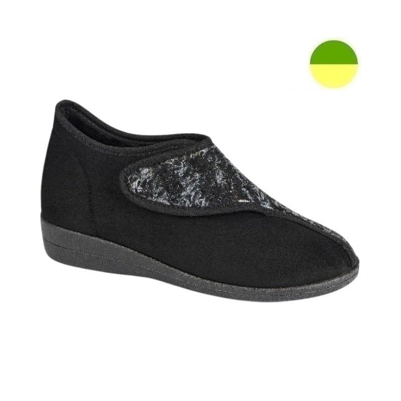 Chausson Noir Motif Argenté Femme CHUT BR 3604 B - BRUMAN