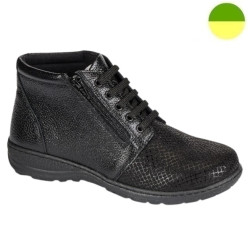 Bottine à Glissière et Lacet Noir Effet Grainé Femme CHUT BR 3599 - BRUMAN