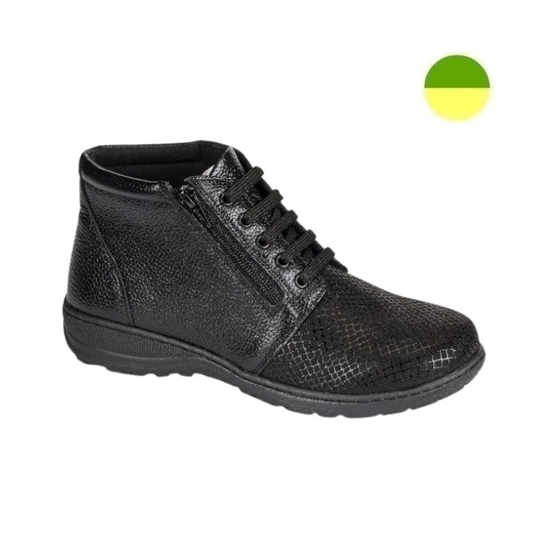 Bottine à Glissière et Lacet Noir Effet Grainé Femme CHUT BR 3599 - BRUMAN