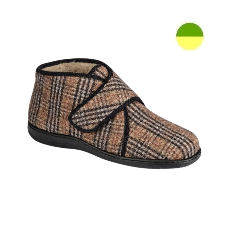 Chausson à Ouverture Totale Effet Tartan Marron Homme CHUT BR 3616 - BRUMAN