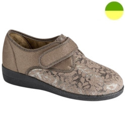 Chausson Taupe Motif Fleur Femme CHUT BR 3606 - BRUMAN