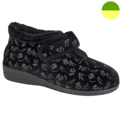 Chausson à Grande Ouverture Noir Imprimé Fleur Femme CHUT BR 3603 - BRUMAN