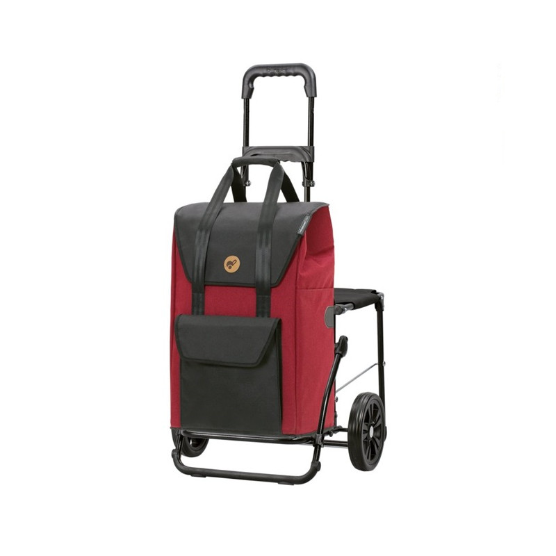 Komfort Shopper Senta 2.0 - Chariot de courses avec siège - Rouge - 49 L - Andersen Shopper Manufaktur