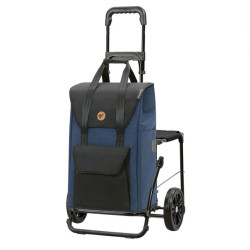 Komfort Shopper Senta 2.0 - Chariot de courses avec siège - Bleu - 49 L - Andersen Shopper Manufaktur