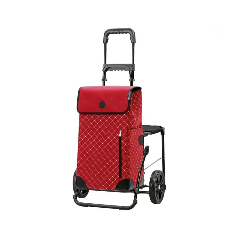 Komfort Shopper Sofia - Chariot de courses avec siège - Rouge - 43 L - Andersen Shopper Manufaktur