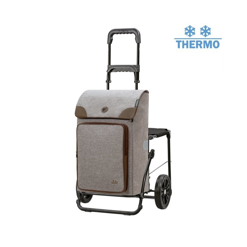 Komfort Shopper Holk - Chariot de courses avec siège - Gris - 45 L - Andersen Shopper Manufaktur