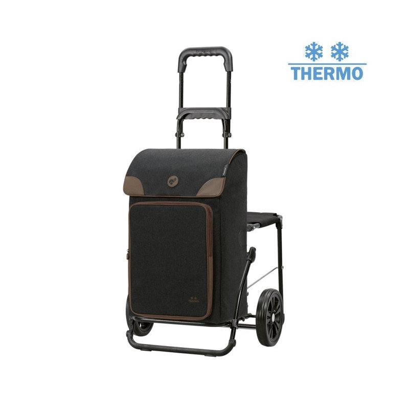 Komfort Shopper Holk - Chariot de courses avec siège - Noir - 45 L - Andersen Shopper Manufaktur